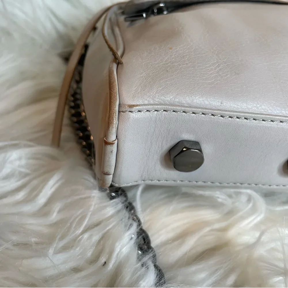 REBECCA MINKOFF Mini Mac Beige Leather Crossbody Shoulder Bag‎